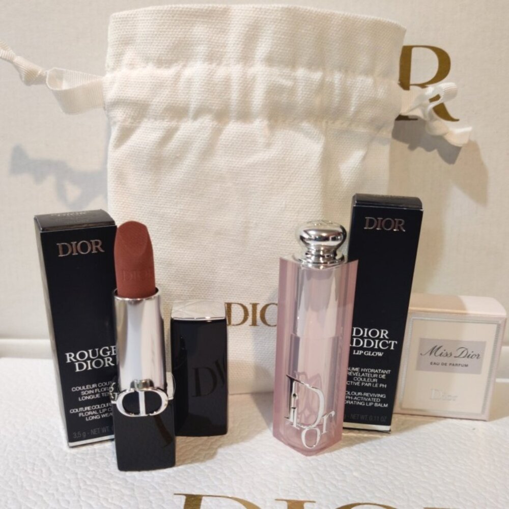 Dior Beauty Miss Rose Lip Bundle (Full Size Lipstick & Balm, PLUS) NEW